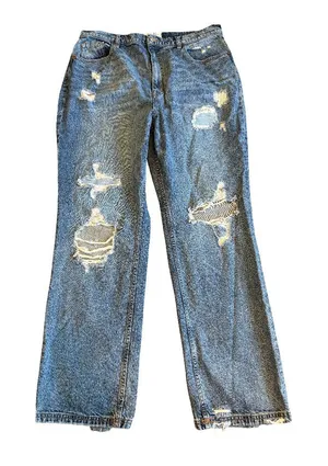 We The Free People Wide Leg Loose Fit Jeans Distressed Crvy Size 35 Women's thumbnail 1