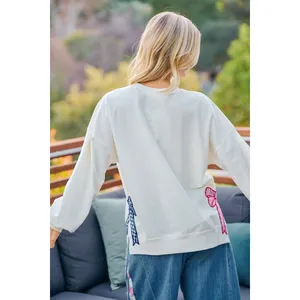 BiBi‎ 4th Of July Stars And Stripes Patches Sweatshirt - Cream - Small thumbnail 3