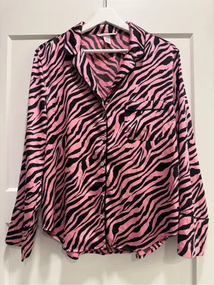 Victoria's Secret Zebra Print Satin Pajama Top thumbnail 1