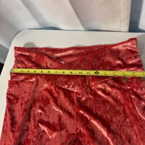 Fabletics High Waisted 2XL Strawberry Red Crushed Velour‎ Crossover Leggings Y2K thumbnail 6