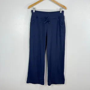 YogiPace Navy Blue Wide Leg Athletic Pants Drawstring Waist Womens Medium NWT‎ thumbnail 2
