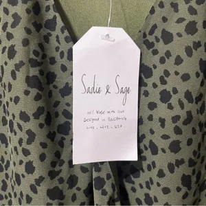 Sadie & Sage Womens Olive Green Animal Print Mini Dress Long Sleeve‎ Small NWT thumbnail 6