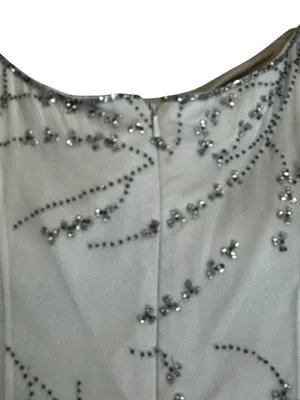 Le Gala By Mon Cheri Gray Silk Beaded Dress Size 8 Cocktail Party Prom Evening thumbnail 5