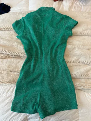 Frankie’s Bikinis Green Shimmer Romper Cover Up Size Small thumbnail 3
