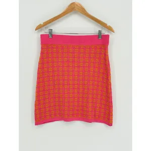 Free Assembly Pink Orange Textured Knit Mini Sweater Skirt Size Medium NWT‎ thumbnail 2