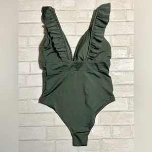 NWOT - H&M Woman’s One Piece Vacation Swimsuit in Dark Green Size Medium thumbnail 3