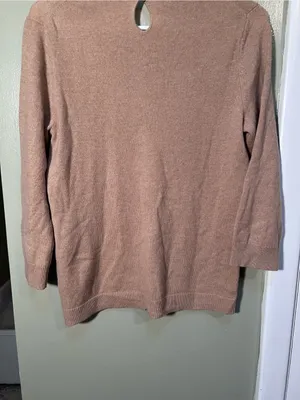 Talbots Women’s Sz Medium Pure Cashmere Sweater Dark Chestnut Heather 3/4 Sleeve thumbnail 9