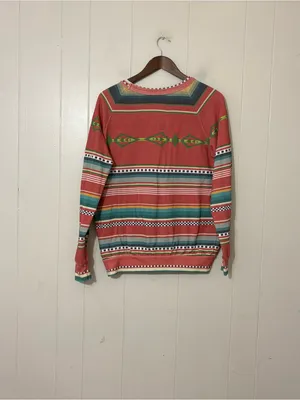 Aviator Nation Tulum Bolt Stitch Serape Sweatshirt Medium Pink Western Pullover thumbnail 13