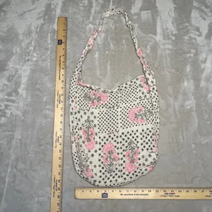 Free People Bag Gauze Hobo Tote Lightweight Bohemian‎ Patchwork Floral Cream thumbnail 3