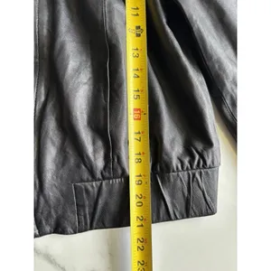 ⁠a.n.a Womens Black Genuine Leather Bomber Jacket Band Collar Medium Zip Y2K thumbnail 4