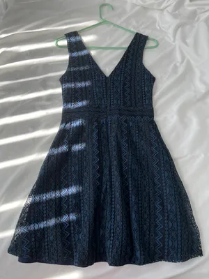 Lulus Navy Blue Lace Skater Dress thumbnail 6