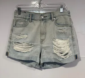 Distressed Light Wash‎ American Eagle Mom Denim Shorts thumbnail 1