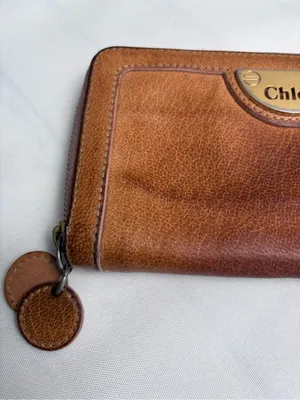 Chloé Eclipse Zip Around Continental Wallet Vintage Tan Leather Gold Hardware thumbnail 2