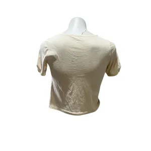 Free People Women's XS Beige Henley Tee Short Sleeve Casual Top thumbnail 2