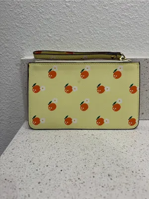 Kate Spade Wristlet Wallet Oranges With Daisy Flowers Yellow EUC thumbnail 6