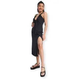 Abercrombie‎ & fitch Cinched Neck Slip Midi Dress black sz S thumbnail 3