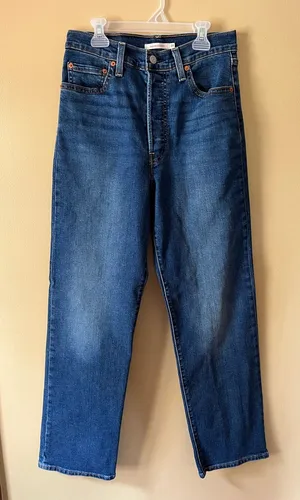 Levi's Ribcage Straight Blue Jeans thumbnail 1