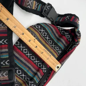 Boho Mushroom Woven Waist Pack Festival Hip Bag Multicolor Striped Fanny Pack thumbnail 8