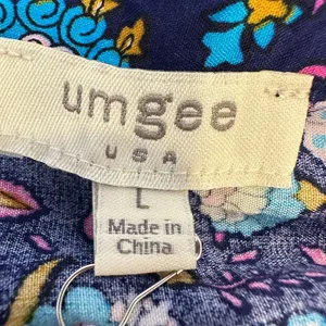 Umgee Size-L Boho Tiered Maxi Dress‎ | Blue Floral Paisley thumbnail 3