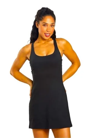 NWT Girlfriend Collective Paloma Black Racerback Dress Small thumbnail 1