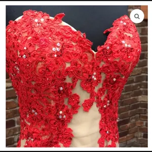 Sherri Hill 21016 Red/Nude Beaded High-Low Gown - Size 8. EUC! Like new! thumbnail 8