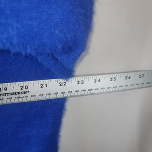 Y2K V-Neck Fuzzy Eyelash Knit Sweater Vibrant Royal Blue Small UltraSoft Fluffy thumbnail 5
