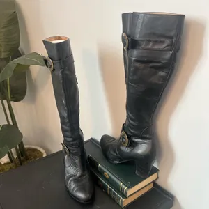 Black Leather Knee-High Vintage Boots YES Shoes biker vintage rockabilly thumbnail 9