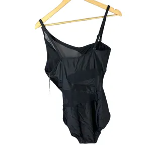 Bar III Women's One-Shoulder Mesh Cutout Swimsuit Black Size XL thumbnail 3
