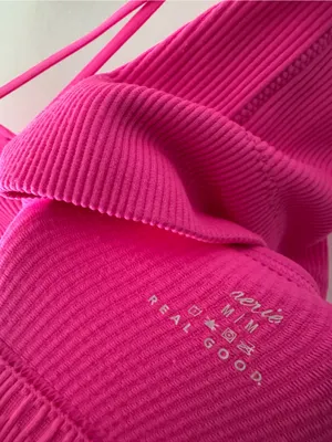 Aerie Real Good Hot Pink Ribbed Criss Cross Strappy Back Crop‎ Top thumbnail 7