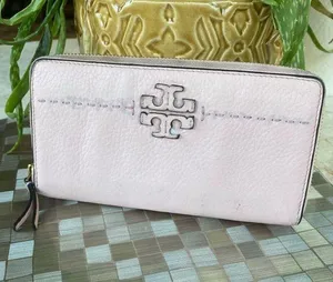 Tory Burch McGraw baby pink long zip wallet thumbnail 1