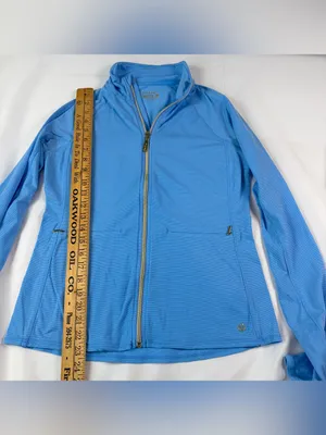 Lilly Pulitzer Luxletic Kapri Full Light Blue Zip Up Gold Accents Women's Size M thumbnail 3