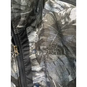 The North Face Womens XL Fleece Jacket Floral Print Denali Full Zip Grey Blue thumbnail 2