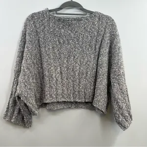 Free People Good Day Cropped Sweater XS NWOT Marled Oversized Wide Sleeve thumbnail 4