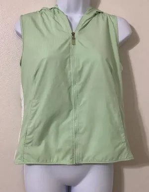 Y2K Green Workout Top S Hooded Sporty Tennis Prep Preppy Full Zip 2000s‎ thumbnail 1