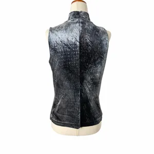 Judy Knapp Vintage Crushed Velvet Mockneck Tank Top Dark Sleeveless thumbnail 2