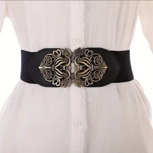 Retro Style Elegant‎ Black and Gold Elastic Women's Belt One Size thumbnail 11