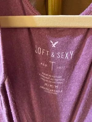 American Eagle Outfitters Soft & Sexy Pink Purple Long Sleeve Shirt thumbnail 2