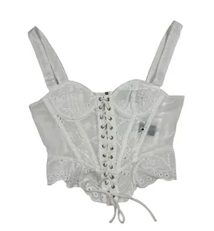Finesse - Lyle Eyelet Corset Top in White thumbnail 1