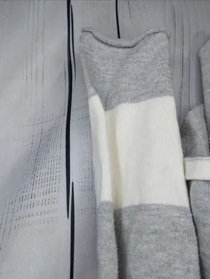 Aeropostale Gray & White Striped Open Casual Draped Preppy Cardigan Sweater thumbnail 7