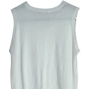 Zara Ribbed Hem Soft Knit Sleeveless Crew Neck Stretch Tank Top Small White thumbnail 6