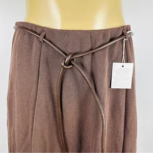 New Zara Loose Maxi Skirt Sz L Brown Flowy Belted Pull On Lightweight NWT thumbnail 2