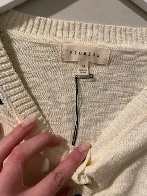 Prómesa Bases Loaded Colorblock Slub-Knit Henley Sweater Size Medium thumbnail 4
