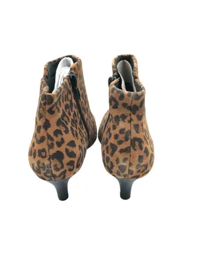 Clarks Linvale Judith Ankle Boots Suede Leopard Print Pointed Toe Heel Brown 6 thumbnail 3