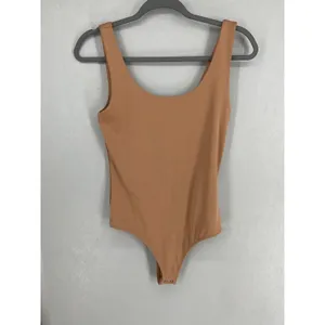 Express Womens Bodysuit Body Contour Scoop Neck Tan S thumbnail 2