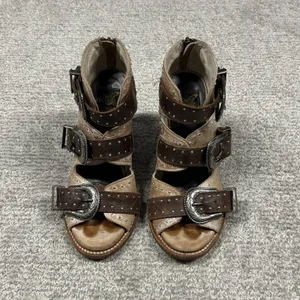 Freebird Steven Violet Studded Sandals Womens 8 Distressed Brown Western Booties thumbnail 3