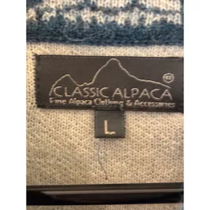 Classic Alpaca Blue White Snowflake Full Zip Cardigan Sweater 100% Alpaca Peru L thumbnail 6