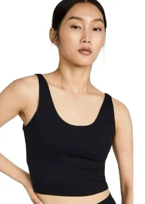 Yogalicious Black Lux Sevilla Bra Tank Scoop Neck Crop Top Size Medium thumbnail 1