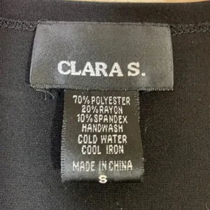 Clara S Womens Black Short Sleeve V-Neck Stretch Knit Blouse Top Size S thumbnail 2