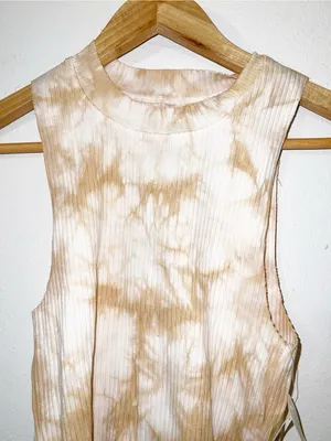 Aerie Ribbed High Neck Tie-Dye Tank Top - Beige/Cream thumbnail 2