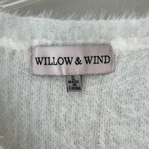 Willow and Wind White Open Front Cardigan Fuzzy Crop Sweater Long Sleeve Size S thumbnail 2